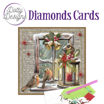D0tty Design® - Set van 4 diamond painting kerstkaarten 15x15cm (set 8)
